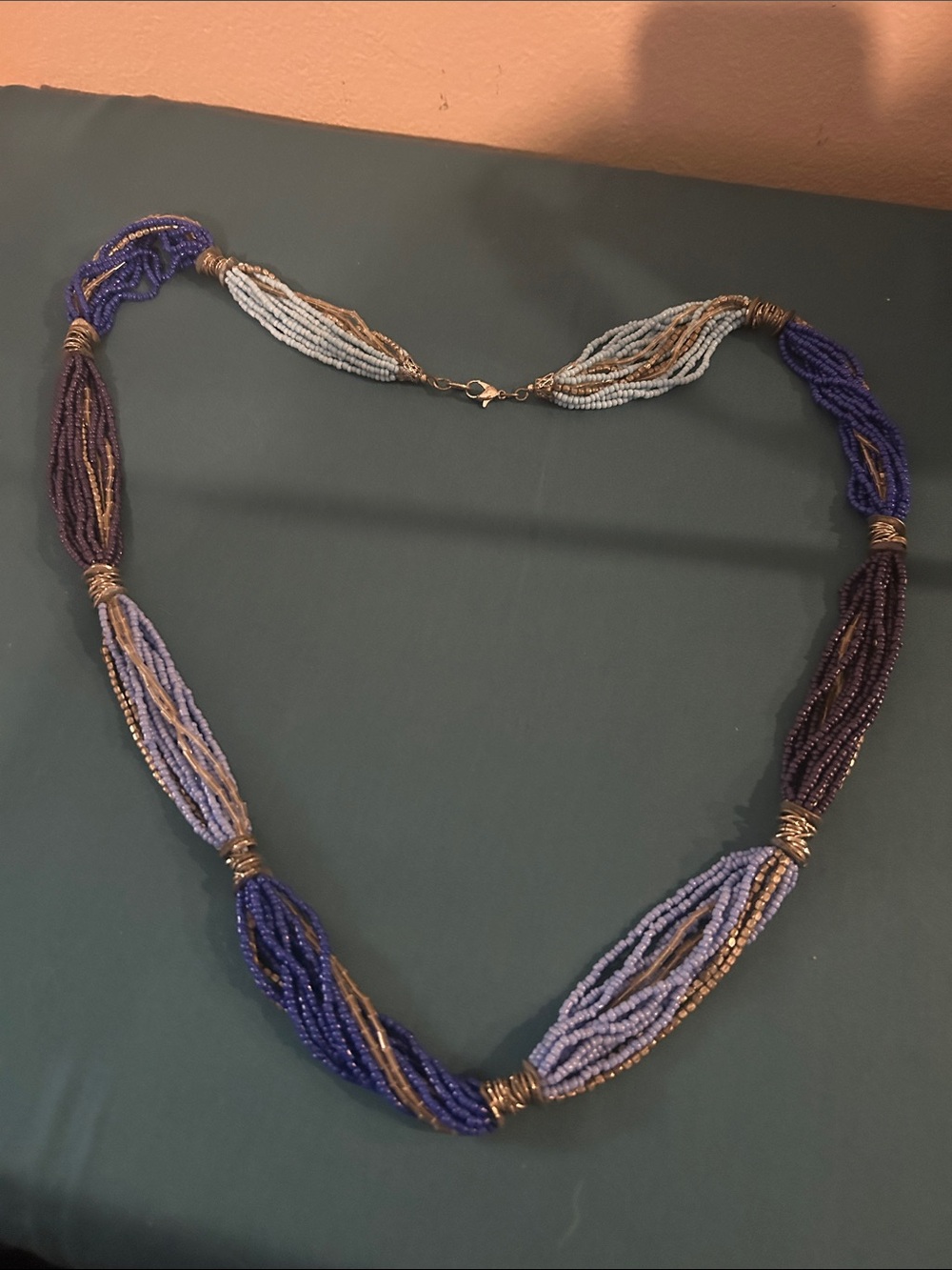 Multi-Strand Beaded Necklace in Purple and Gold
